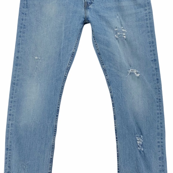 Levi’s 513 Slim Straight Distressed Light Wash Jeans - Picture 3 of 16